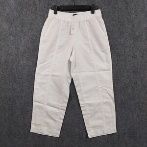 NEW Talbots Pants Womens P White Ankle Straight Elastic Waist Pockets 26x22